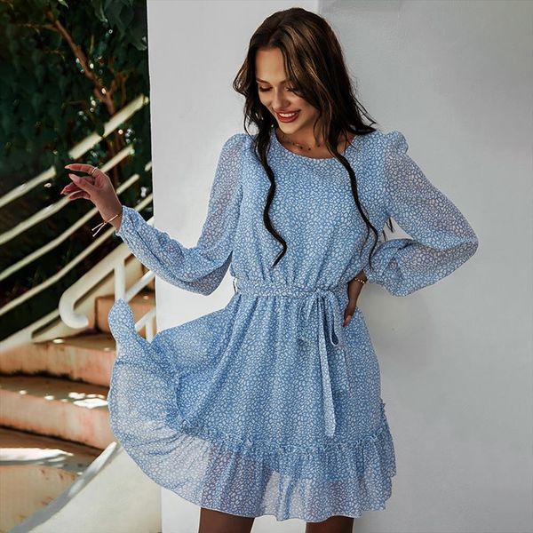 spring o neck women dresses print casual long sleeve sashes mid waist for summer chiffon, Black;gray
spring o neck women dresses print casual long sleeve sashes mid waist for summer chiffon, Black;gray