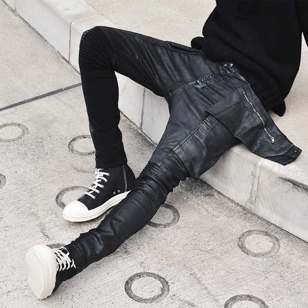 oneofyou dark coating waxed locomotive jeans men's double stitched wax pants slim stretch pants fashion o5n5, White;black
oneofyou dark coating waxed locomotive jeans men's double stitched wax pants slim stretch pants fashion o5n5, White;black