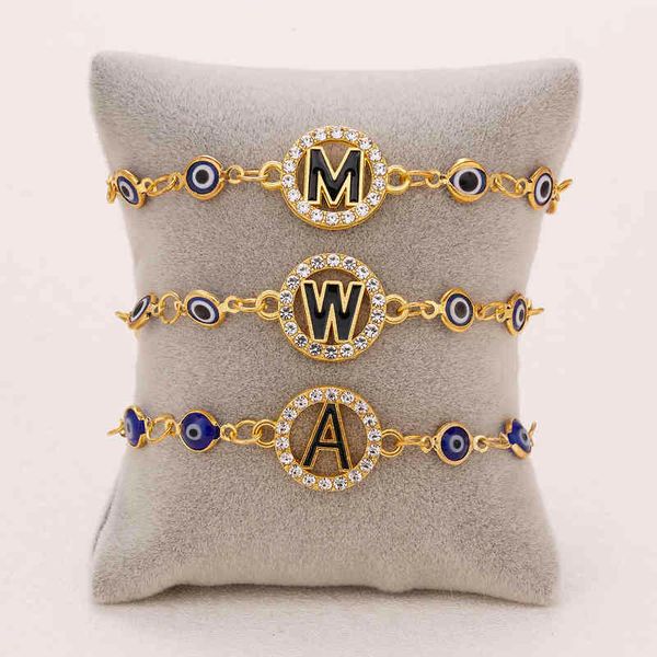 trendy a-z letter turkish evil eye bracelet shiny rhinestone lucky blue eyes charm female fashion luxury jewelry gifts, Golden;silver
trendy a-z letter turkish evil eye bracelet shiny rhinestone lucky blue eyes charm female fashion luxury jewelry gifts, Golden;silver