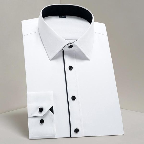men's dress shirts classic basic design long sleeve formal white business standard-fit twill easy-care male social office shirt, White;black
men's dress shirts classic basic design long sleeve formal white business standard-fit twill easy-care male social office shirt, White;black