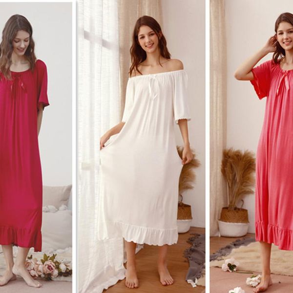 women's sleepwear super soft women nightgown summer red white short-sleeved modal cotton loose long gown princess sleepshirts sleeping, Black;red
women's sleepwear super soft women nightgown summer red white short-sleeved modal cotton loose long gown princess sleepshirts sleeping, Black;red