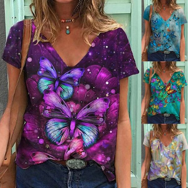 women's t-shirt 2021 summer wear base shirt short sleeve v-neck butterfly print for women egnb, White
women's t-shirt 2021 summer wear base shirt short sleeve v-neck butterfly print for women egnb, White