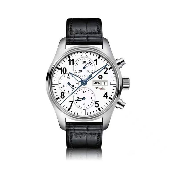 classic new men's quartz pilot watch silver white stainless steel requin brand case multi-function dial calfskin strap chronograph cale, Slivery;brown
classic new men's quartz pilot watch silver white stainless steel requin brand case multi-function dial calfskin strap chronograph cale, Slivery;brown