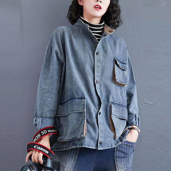 women's wool & blends autumn arts style women long sleeve loose denim coat single breasted big pocket vintage jackets plus size m7, Black
women's wool & blends autumn arts style women long sleeve loose denim coat single breasted big pocket vintage jackets plus size m7, Black