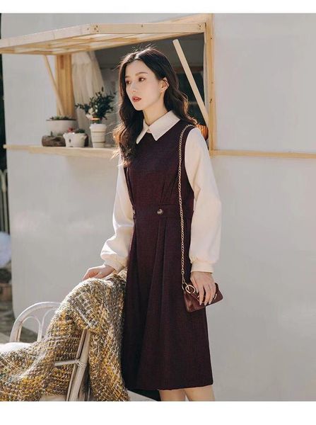 casual dresses 2021 type france vintage thick full sleeve length dress patchwork winter ladies, Black;gray
casual dresses 2021 type france vintage thick full sleeve length dress patchwork winter ladies, Black;gray