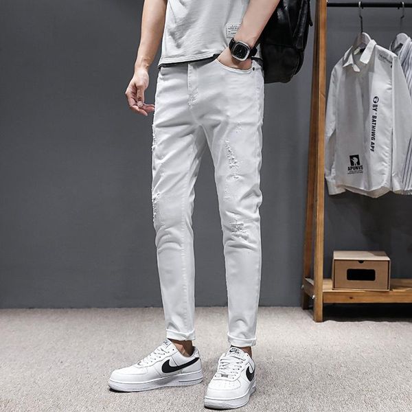 men's jeans denim pants mens slim fit white men trousers for homme streetwear stretch, Blue
men's jeans denim pants mens slim fit white men trousers for homme streetwear stretch, Blue