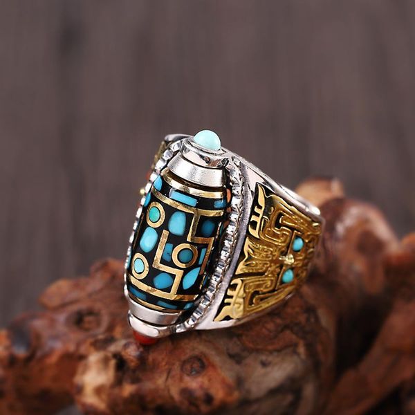 cluster rings metjakt buddhist taoist dzi beads personality men's s925 sterling silver open ring rotatable, Golden;silver
cluster rings metjakt buddhist taoist dzi beads personality men's s925 sterling silver open ring rotatable, Golden;silver