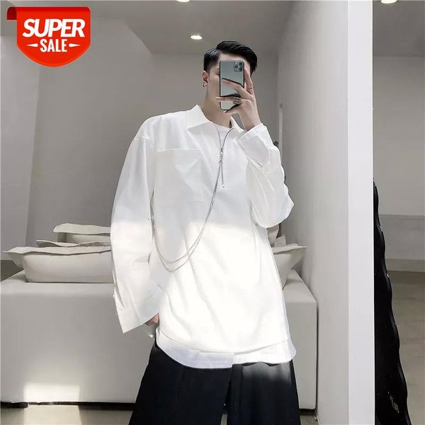 men's new style hanging chain loose pullover casual hawaiian shirt long-seelved black white camisa masculina fashion shirts #m23r, White;black
men's new style hanging chain loose pullover casual hawaiian shirt long-seelved black white camisa masculina fashion shirts #m23r, White;black