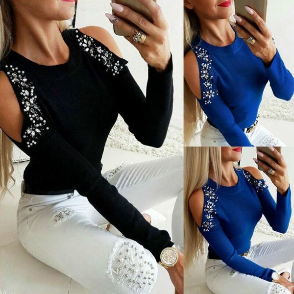 women blouses 2021 cold shoulder long sleeve shirts black spring loose cotton blouse female chiffon elegant women's &, White
women blouses 2021 cold shoulder long sleeve shirts black spring loose cotton blouse female chiffon elegant women's &, White