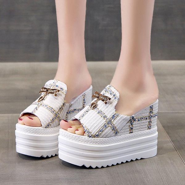 female slides wedge 12cm super high heels flip flops on the platform beach designer summer sandals zapatos de mujer 2021 slippers, Black
female slides wedge 12cm super high heels flip flops on the platform beach designer summer sandals zapatos de mujer 2021 slippers, Black