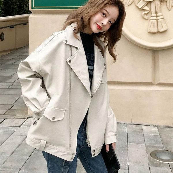 women's jackets tide chic bf loose motorcycle clothes coat notched collar zip-up autumn 2021 fashion vintage faux leather pu jacket, Black;brown
women's jackets tide chic bf loose motorcycle clothes coat notched collar zip-up autumn 2021 fashion vintage faux leather pu jacket, Black;brown