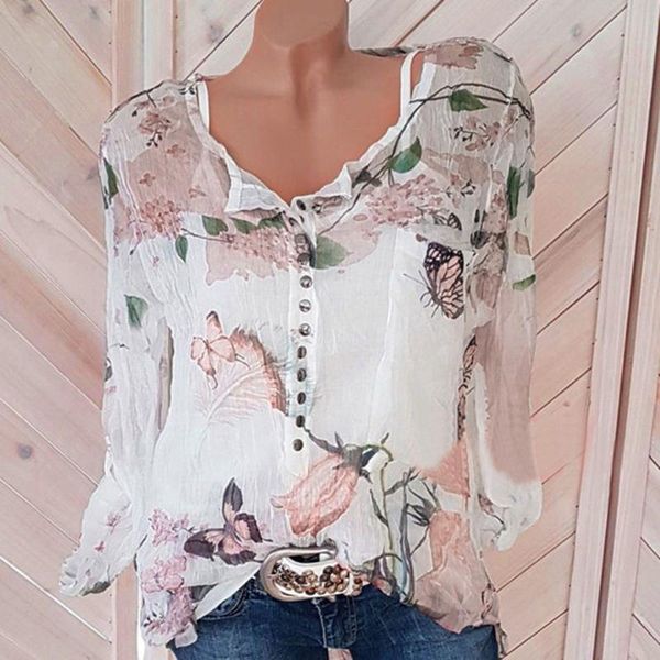 women's blouses & shirts harajuku women clothing 2021 casual floral printed button t-shirt chiffon irregular hem camisetas de mujer, White
women's blouses & shirts harajuku women clothing 2021 casual floral printed button t-shirt chiffon irregular hem camisetas de mujer, White