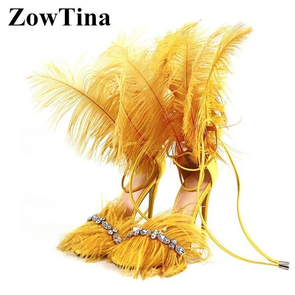 designer women ostrich feather sandals yellow crystal chains decor high heels summer shoes gladiator white ankle strap pumps, Black
designer women ostrich feather sandals yellow crystal chains decor high heels summer shoes gladiator white ankle strap pumps, Black