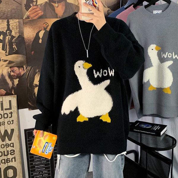 men's sweaters oversize knitted sweater round neck long-sleeved flocking jacquard swan loose pullover casual clothes, White;black
men's sweaters oversize knitted sweater round neck long-sleeved flocking jacquard swan loose pullover casual clothes, White;black