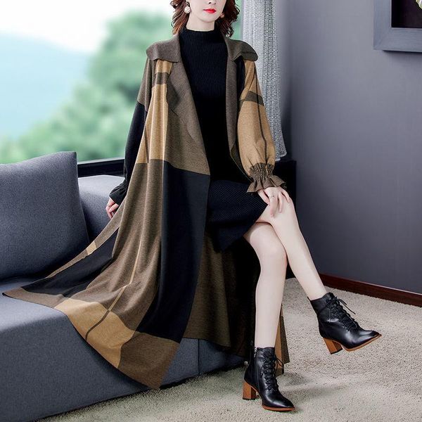 women's wool & blends autumn and winter windbreaker ladies large size loose long plaid woolen coat jacket, Black
women's wool & blends autumn and winter windbreaker ladies large size loose long plaid woolen coat jacket, Black