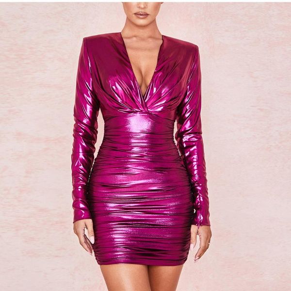 casual dresses metallic pink deep v neck hollow out back long sleeve ruched mini bandage dress women bodycon winter party club, Black;gray
casual dresses metallic pink deep v neck hollow out back long sleeve ruched mini bandage dress women bodycon winter party club, Black;gray