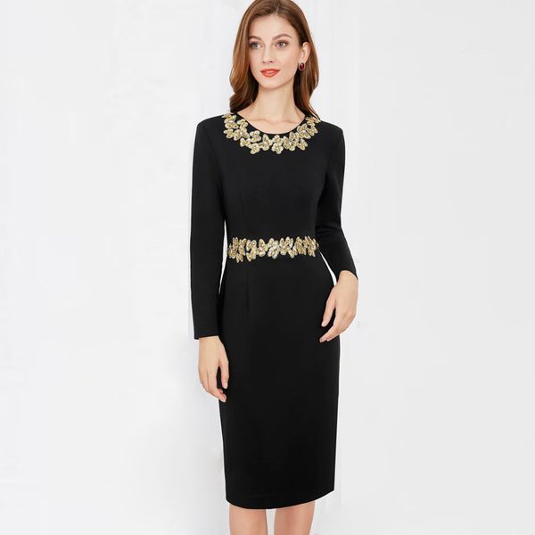 women's dresses o neck sequined beaded butterflies fashion casual pencil work dress vestidos, Black
women's dresses o neck sequined beaded butterflies fashion casual pencil work dress vestidos, Black
