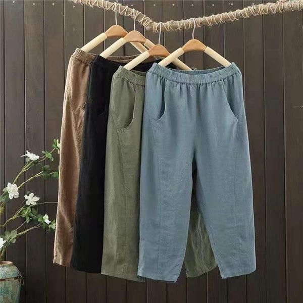 women's pants & capris 2021 arrival summer women casual loose elastic waist calf-length all-matched cotton linen harem big size w292 oa, Black;white
women's pants & capris 2021 arrival summer women casual loose elastic waist calf-length all-matched cotton linen harem big size w292 oa, Black;white