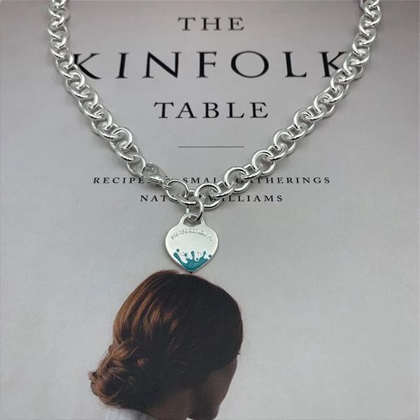 2022 brand original jewelry designer necklace cyan enamel water splash heart pendant men's and women's fashion simple high-end thi, Silver
2022 brand original jewelry designer necklace cyan enamel water splash heart pendant men's and women's fashion simple high-end thi, Silver