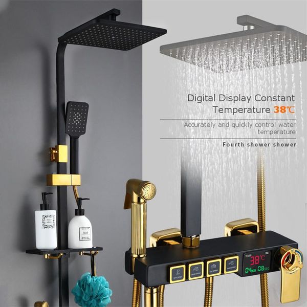 digital shower set luxury black gold thermostatic system rainfall spa head brass bathtub faucet bathroom sets
digital shower set luxury black gold thermostatic system rainfall spa head brass bathtub faucet bathroom sets
