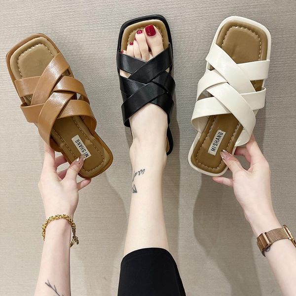 slippers rubber flip flops shoes woman 2021 casual square toe pantofle hawaiian luxury soft flat rome pu basic slides, Black
slippers rubber flip flops shoes woman 2021 casual square toe pantofle hawaiian luxury soft flat rome pu basic slides, Black