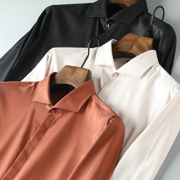 men's casual shirts autumn tencel iron-business shirt high-end windsor collar slim pure color long-sleeved, White;black
men's casual shirts autumn tencel iron-business shirt high-end windsor collar slim pure color long-sleeved, White;black