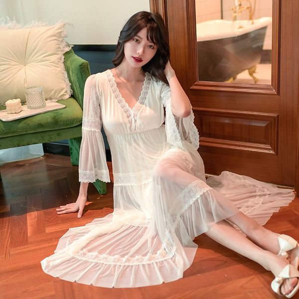women's sleepwear nightgown women spring summer princess woman lace sleeve long dress, Black;red
women's sleepwear nightgown women spring summer princess woman lace sleeve long dress, Black;red