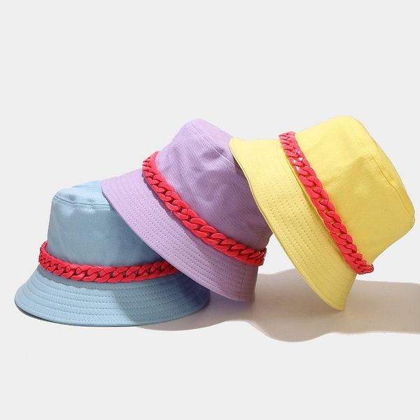 wide brim hats personality thick chain fisherman hat for men and women summer street trend bucket sun protection panama cap, Blue;gray 
wide brim hats personality thick chain fisherman hat for men and women summer street trend bucket sun protection panama cap, Blue;gray