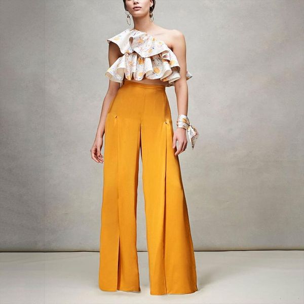 elegant ol 2 piece set womenpant one shoulder ruffle and wide leg pant summer office outfits, White
elegant ol 2 piece set womenpant one shoulder ruffle and wide leg pant summer office outfits, White