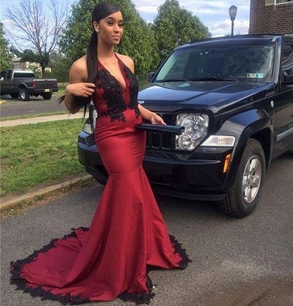 black lace applique long sweep mermaid prom dresses halter v neck sleeveless robe de marrige trumpet bride party evening dress
black lace applique long sweep mermaid prom dresses halter v neck sleeveless robe de marrige trumpet bride party evening dress