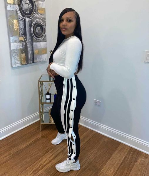 joggers sweatpants casual wide leg pant stripe hip hop sweat pants streetwear women side split button trousers 210709, Black;white
joggers sweatpants casual wide leg pant stripe hip hop sweat pants streetwear women side split button trousers 210709, Black;white