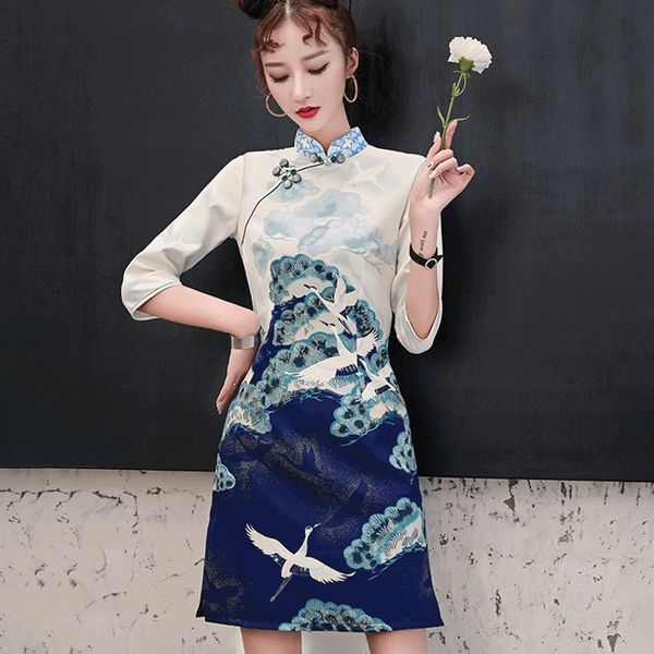 vintage short oriental dress elegant crane print chinese cheongsam dress ladies chinese traditional dress vestidos 11472, Red
vintage short oriental dress elegant crane print chinese cheongsam dress ladies chinese traditional dress vestidos 11472, Red