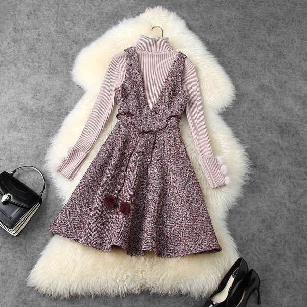 dresses european and american women's wear winter style long-sleeved turtleneck sweater fashion tweed tank dress two pieces gjeh, Black;gray
dresses european and american women's wear winter style long-sleeved turtleneck sweater fashion tweed tank dress two pieces gjeh, Black;gray