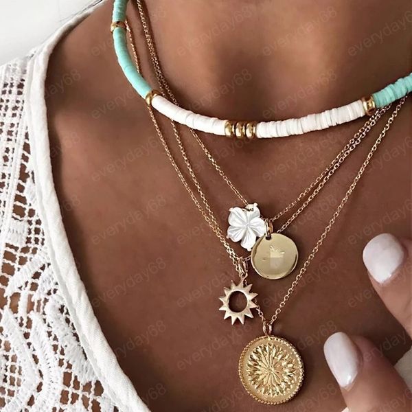 bohemian chains necklace for women fashion soft pottery flower sun pendant multilayers necklaces trendy jewelry, Silver
bohemian chains necklace for women fashion soft pottery flower sun pendant multilayers necklaces trendy jewelry, Silver