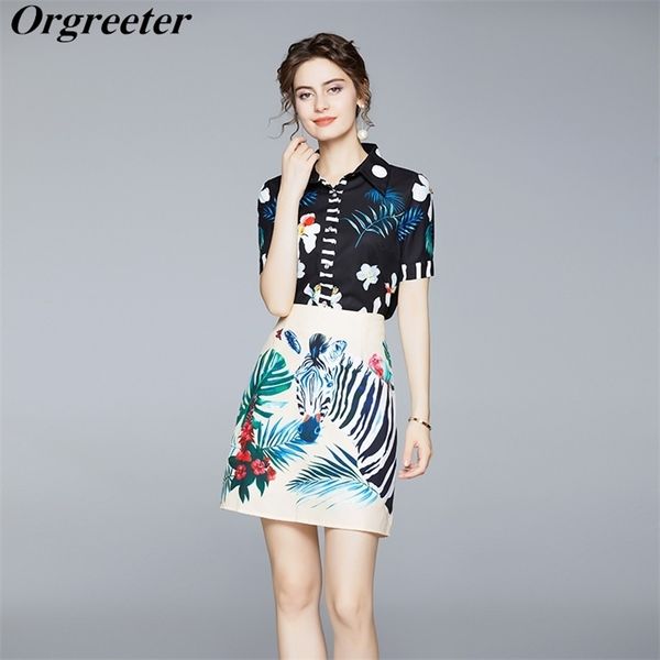 vintage 2 piece set women's short sleeve lapel black flower print blouse + zebra printing skirts runway summer fall fashion suit 210525, White
vintage 2 piece set women's short sleeve lapel black flower print blouse + zebra printing skirts runway summer fall fashion suit 210525, White