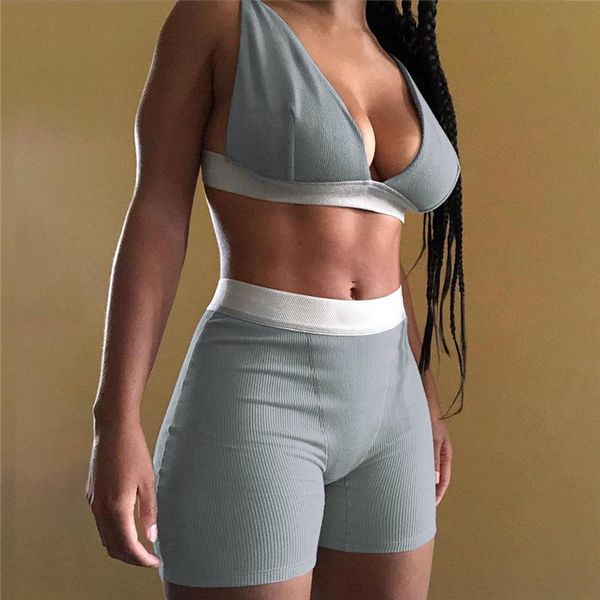 women's tracksuits 2021 sleeveless v-neck crop short leggings 2 pieces set summer women fashion streetwear outfits sportswear tracksui, Gray
women's tracksuits 2021 sleeveless v-neck crop short leggings 2 pieces set summer women fashion streetwear outfits sportswear tracksui, Gray