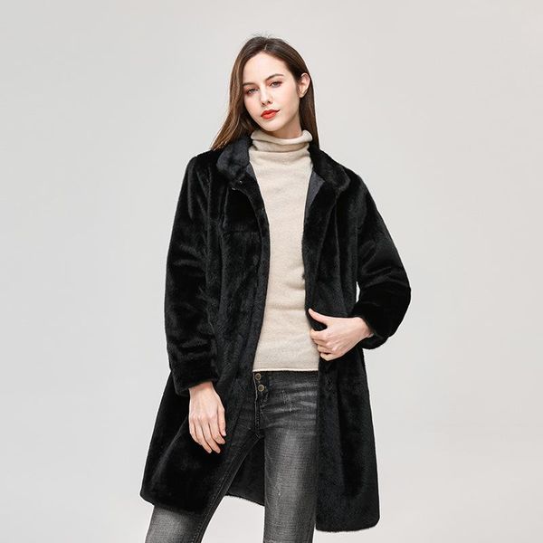women's fur & faux 2021 fashion winter coat long women thick warm turn-down collar plus size jacket oversized overcoat, Black
women's fur & faux 2021 fashion winter coat long women thick warm turn-down collar plus size jacket oversized overcoat, Black