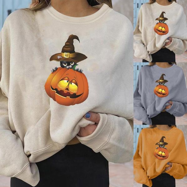 women's hoodies & sweatshirts casual sweatshirt pumpkin printed women fall winter long sleeve pullover streetwear roupas femininas, Black
women's hoodies & sweatshirts casual sweatshirt pumpkin printed women fall winter long sleeve pullover streetwear roupas femininas, Black