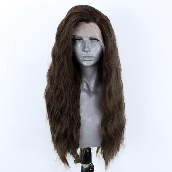 long wavy synthetic lace front wigs for women side part heat resistant fiber hair glueless brown natural hairline, Black
long wavy synthetic lace front wigs for women side part heat resistant fiber hair glueless brown natural hairline, Black