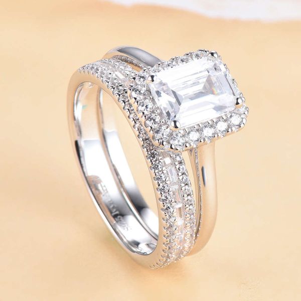 tonglin s925 sterling silver wedding ring with trapezoidal zircon set, Black 
tonglin s925 sterling silver wedding ring with trapezoidal zircon set, Black