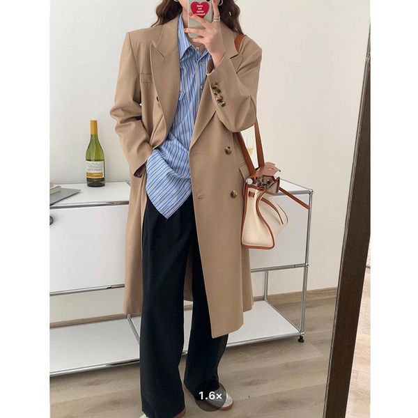 women's trench coats autumn simple ins style double breasted gun lapel long suit coat fashion temperament windbreaker women 81902, Tan;black
women's trench coats autumn simple ins style double breasted gun lapel long suit coat fashion temperament windbreaker women 81902, Tan;black