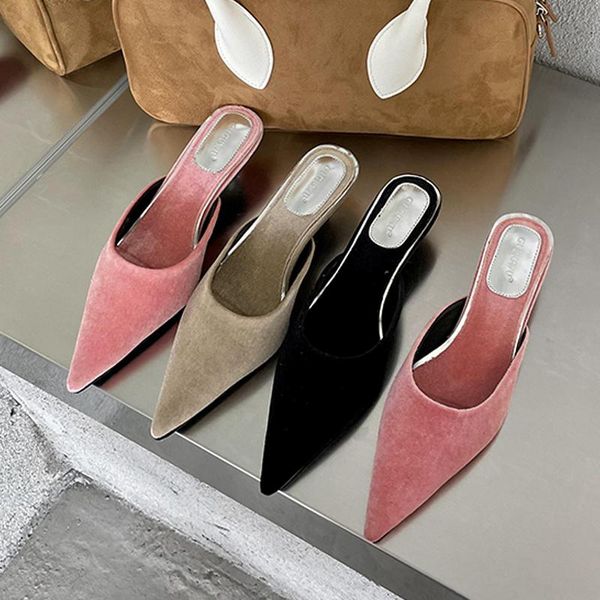 women slippers spring thin low heels mules sandals shoes elegant pointed toe ladies heel slides, Black
women slippers spring thin low heels mules sandals shoes elegant pointed toe ladies heel slides, Black