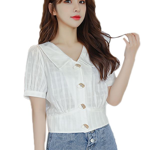 white short blouse shirts button cotton ladies summer short-sleeved women shirt with bow vintage 698b 210420
white short blouse shirts button cotton ladies summer short-sleeved women shirt with bow vintage 698b 210420