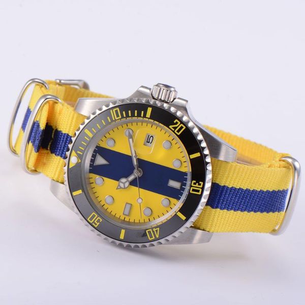 wristwatches 40mm blue yellow dial sapphire glass ceramic bezel seeing case back miyota 8215 automatic men's wristwatch, Slivery;brown
wristwatches 40mm blue yellow dial sapphire glass ceramic bezel seeing case back miyota 8215 automatic men's wristwatch, Slivery;brown