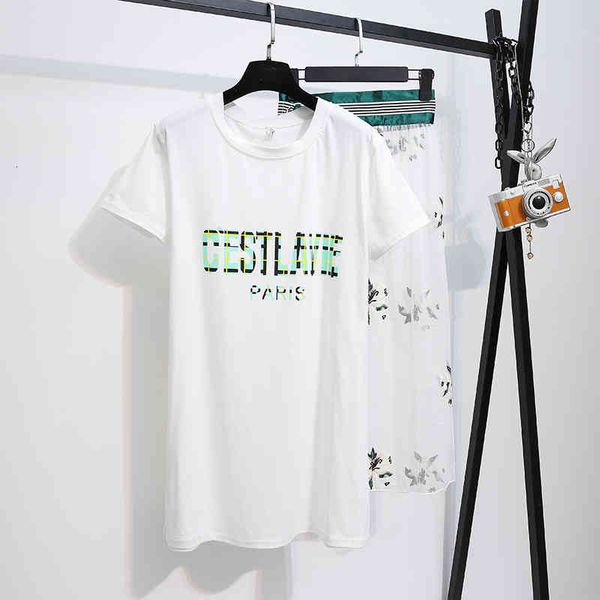 two piece dress new summer 2 set women print letter white long t-shirt + fashion mesh floral embroidery student midi skirts 7lcj
two piece dress new summer 2 set women print letter white long t-shirt + fashion mesh floral embroidery student midi skirts 7lcj