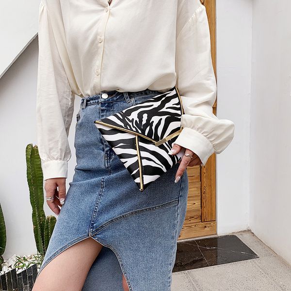 dhl30pcs stuff sacks women pu leopard cow prints hasp envelope clutch bag mix color