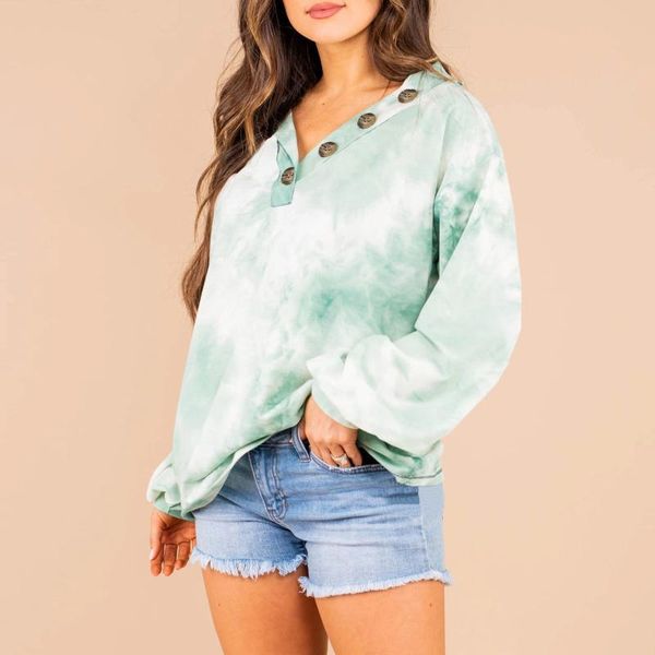 women's t-shirt fashion autumn women sweatshirts tie dye print pullovers buttons v-neck winter female casual long sleeve loose tees, White
women's t-shirt fashion autumn women sweatshirts tie dye print pullovers buttons v-neck winter female casual long sleeve loose tees, White