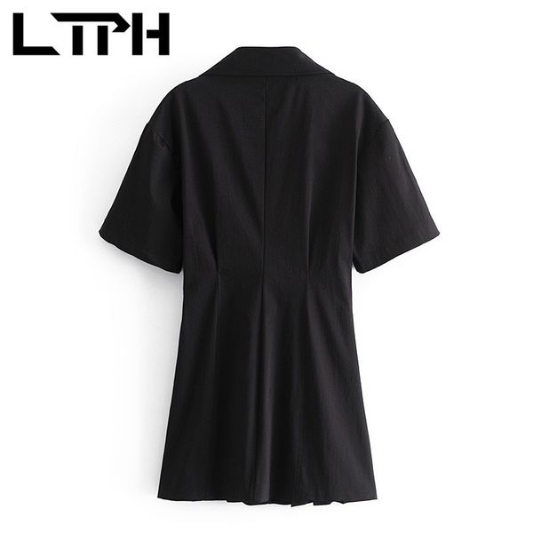 minimalist england style black shirt dress women short sleeve slim all-match pleated suit dresses spring summer 210427, Black;gray 
minimalist england style black shirt dress women short sleeve slim all-match pleated suit dresses spring summer 210427, Black;gray