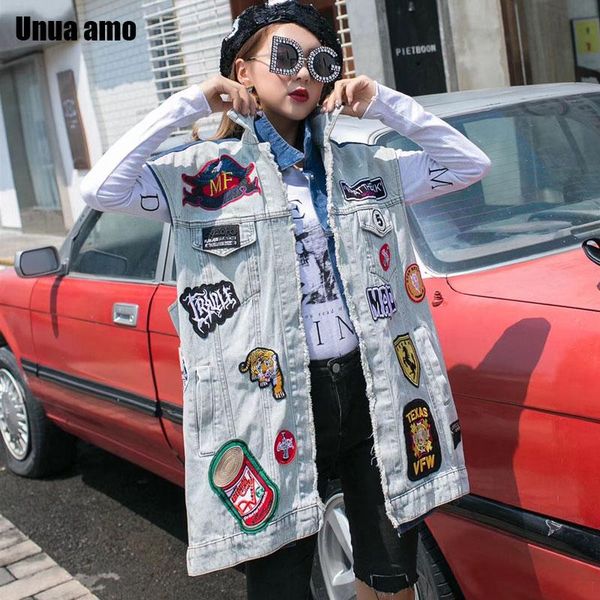 women's vests unua amo patch denim vest woman long fashion contrast color jeans waistcoat streetwear hip-hop sleeveless jacket female, Black;white
women's vests unua amo patch denim vest woman long fashion contrast color jeans waistcoat streetwear hip-hop sleeveless jacket female, Black;white