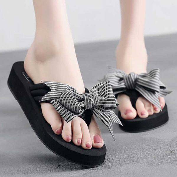 women's slippers bow flat heel shoe wedge beach sandals slipper platform flip flop sandalia feminina b43 210625, Black
women's slippers bow flat heel shoe wedge beach sandals slipper platform flip flop sandalia feminina b43 210625, Black